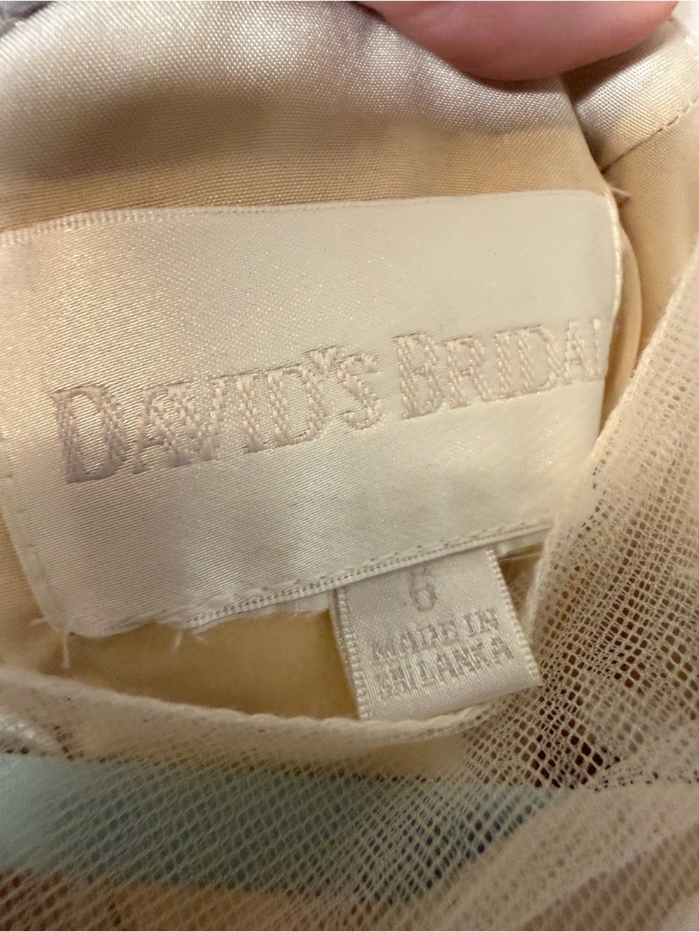 Ivory Lace Tulle Kids Dress with Blue Sash Flow David Bridal Lace Illusions - Picture 5 of 6